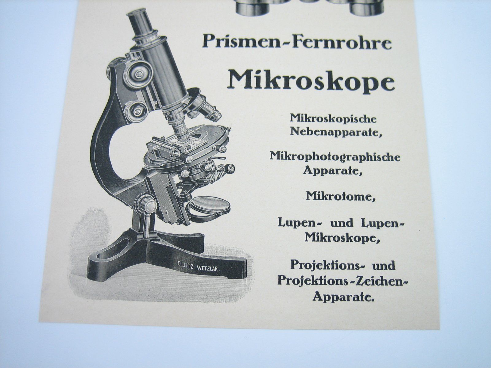Leitz Microscopes: Ernst Leitz Wetzlar optische Werke altes Werbeblatt – D'occasion à Zürich par Tomi118 1